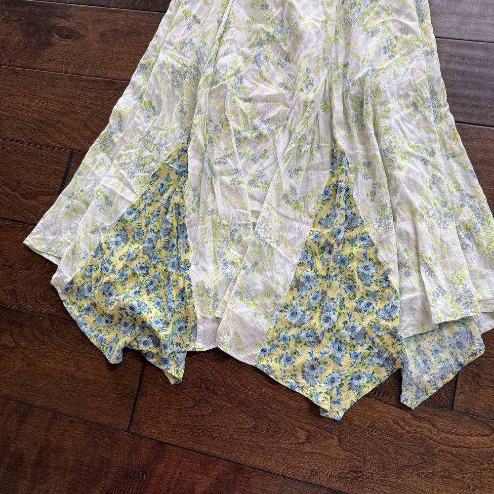 F21 Sz L Floral 2pc Set Maxi Skirt & Cropped Tank Smocked Cottagecore Green - Picture 2 of 8